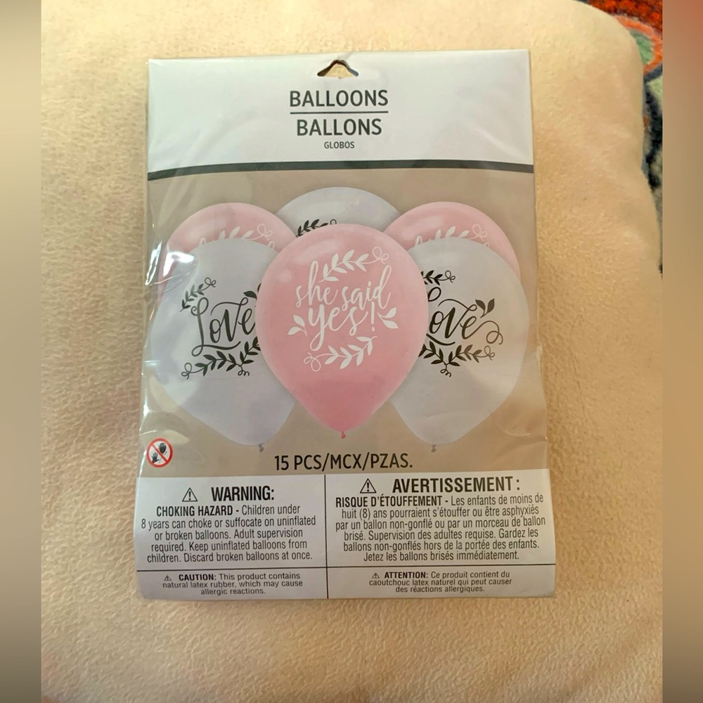 15 Engagement Bridal Shower Balloons 12 inch Round Amscan Love She Said Yes Pink